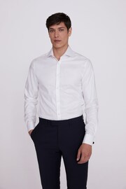 MOSS White Slim Double Cuff Twill Shirt - Image 1 of 4