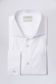 MOSS White Slim Double Cuff Twill Shirt - Image 3 of 4