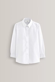 White Regular Fit 5 Pack Long Sleeve Formal School Shirts (3-18yrs) - Image 2 of 7