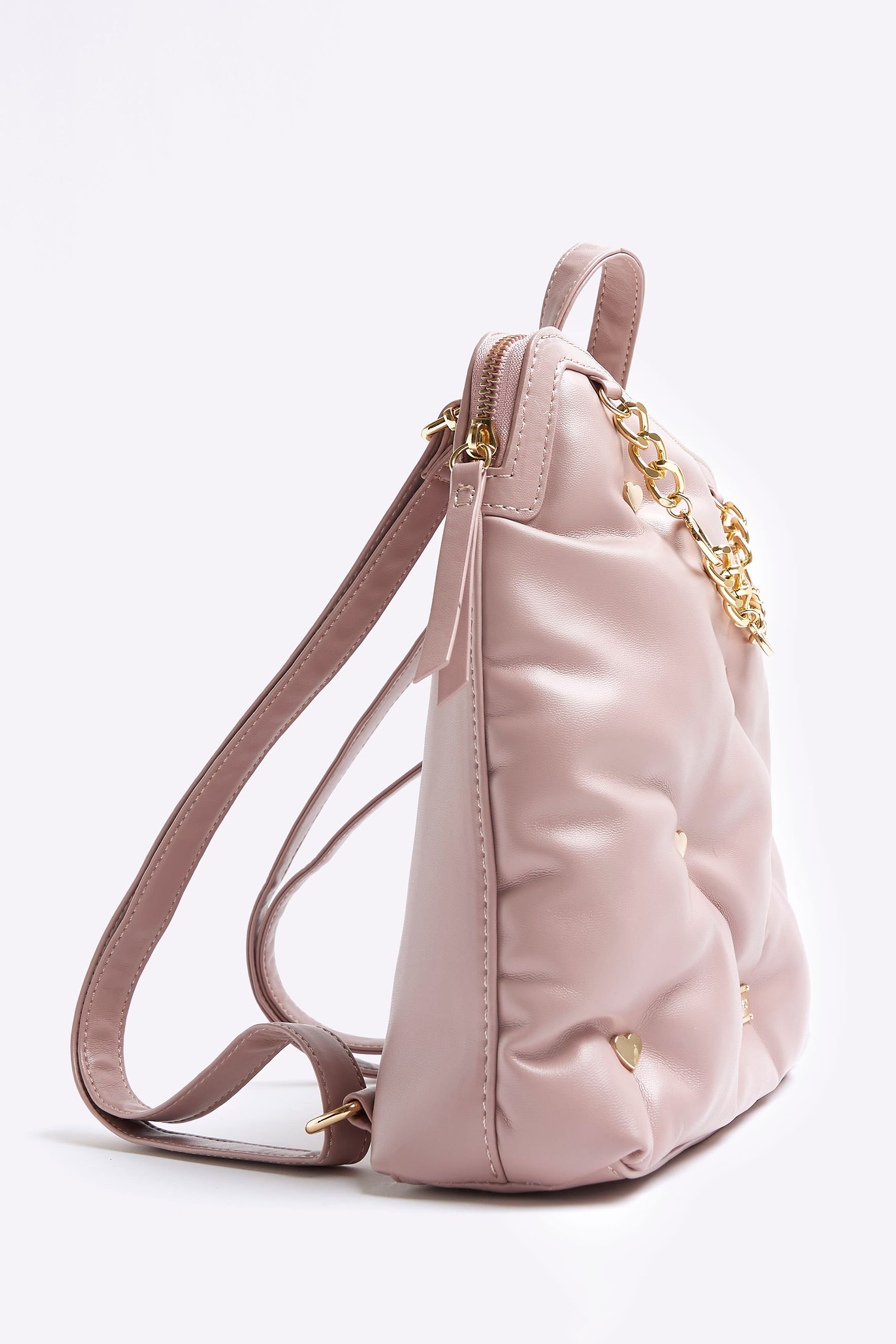 River Island Pink Girls Heart Stud Backpack