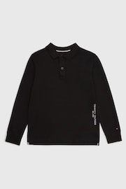Tommy Hilfiger Kids Essential Long Sleeve Black Polo Shirt - Image 2 of 4