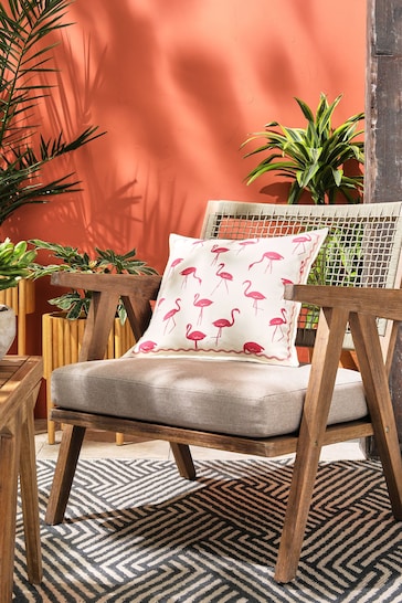 Fushsia Pink 43 x 43cm Flamingo Outdoor Cushion