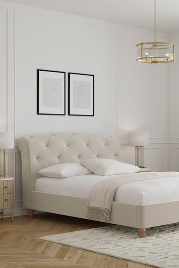Soft Texture Light Natural Hartford Collection Luxe Upholstered Bed Frame