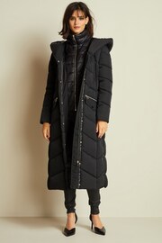 Black Longline Padded Coat - Image 2 of 9