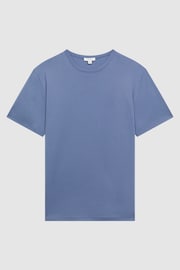 Reiss Airforce Blue Day Mercerised Cotton Crew Neck T-Shirt - Image 2 of 5
