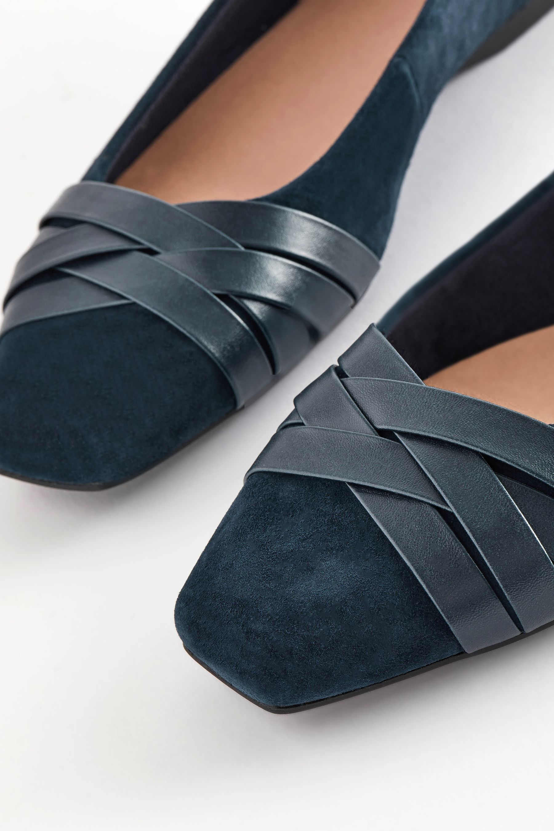 Buy Navy Blue Forever Comfort Leather Square Toe Ballerina Shoes from Next Luxembourg