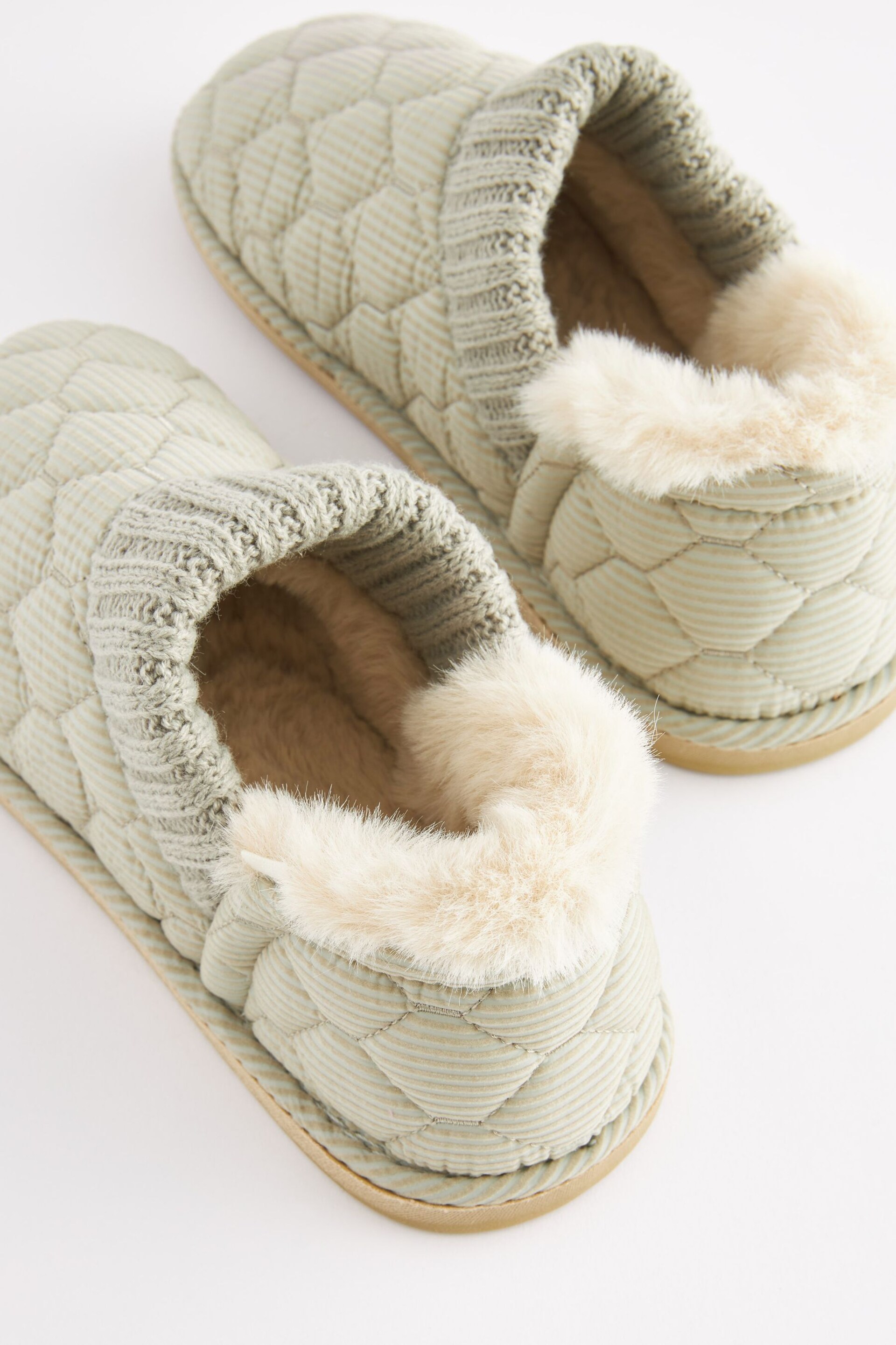 Grey Quilted Shoot Slippers - Image 5 of 7