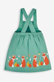JoJo Maman Bébé Green Fox & Fruit Girls' 2-Piece Appliqué Pinafore Dress & Top Set - Image 3 of 6
