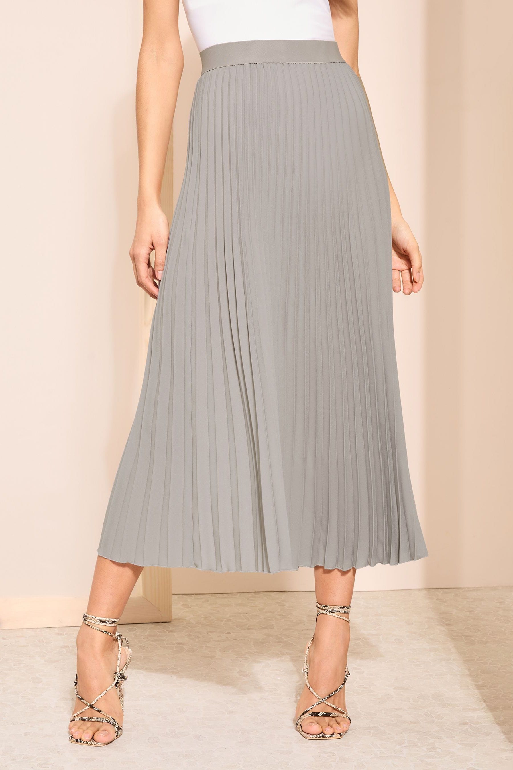 Buy Friends Like These Silver Pleated Summer Midi Skirt from Next Luxembourg
