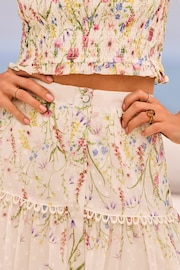 Friends Like These Ivory White Floral Tiered Chiffon Maxi Skirt Co-Ord - Image 3 of 4
