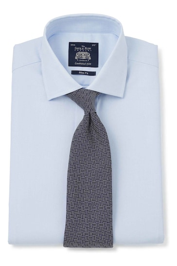 Savile Row Co Sky Blue Twill Slim Fit Single Cuff Shirt
