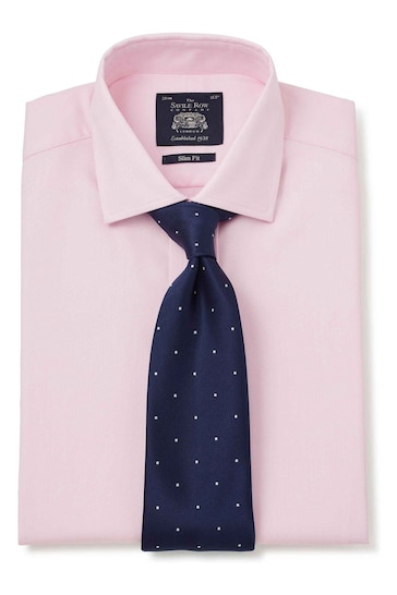 Savile Row Co Pink Twill Slim Fit Double Cuff Shirt