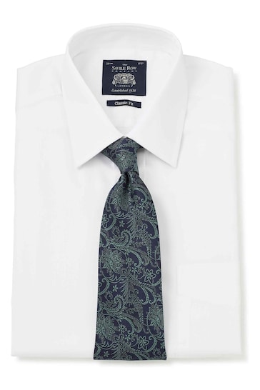 Savile Row Co White Twill Classic Fit Double Cuff Shirt