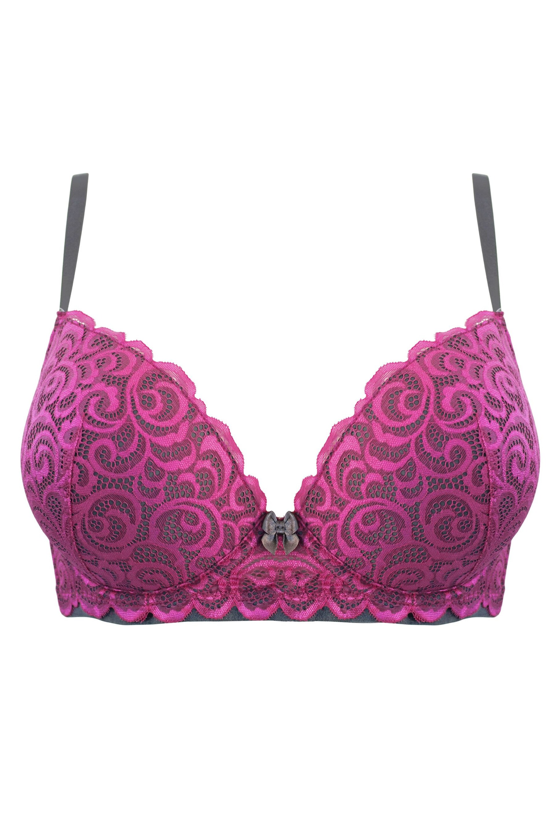 Pour Moi Purple Padded Romance Moulded Plunge Push Up Bra - Image 3 of 5