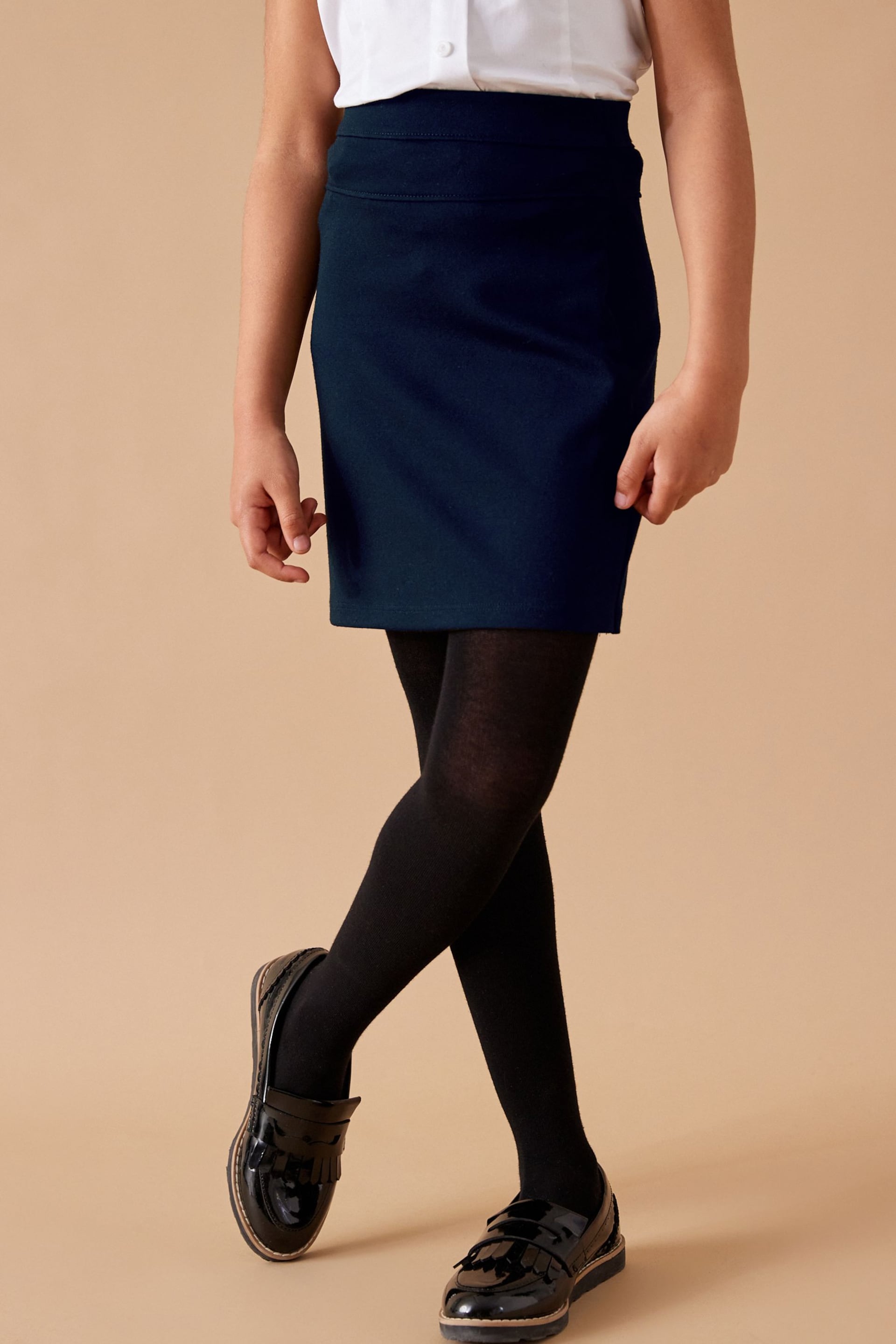 Navy Blue Jersey Stretch Pull-On Pencil Skirt (3-18yrs) - Image 3 of 7