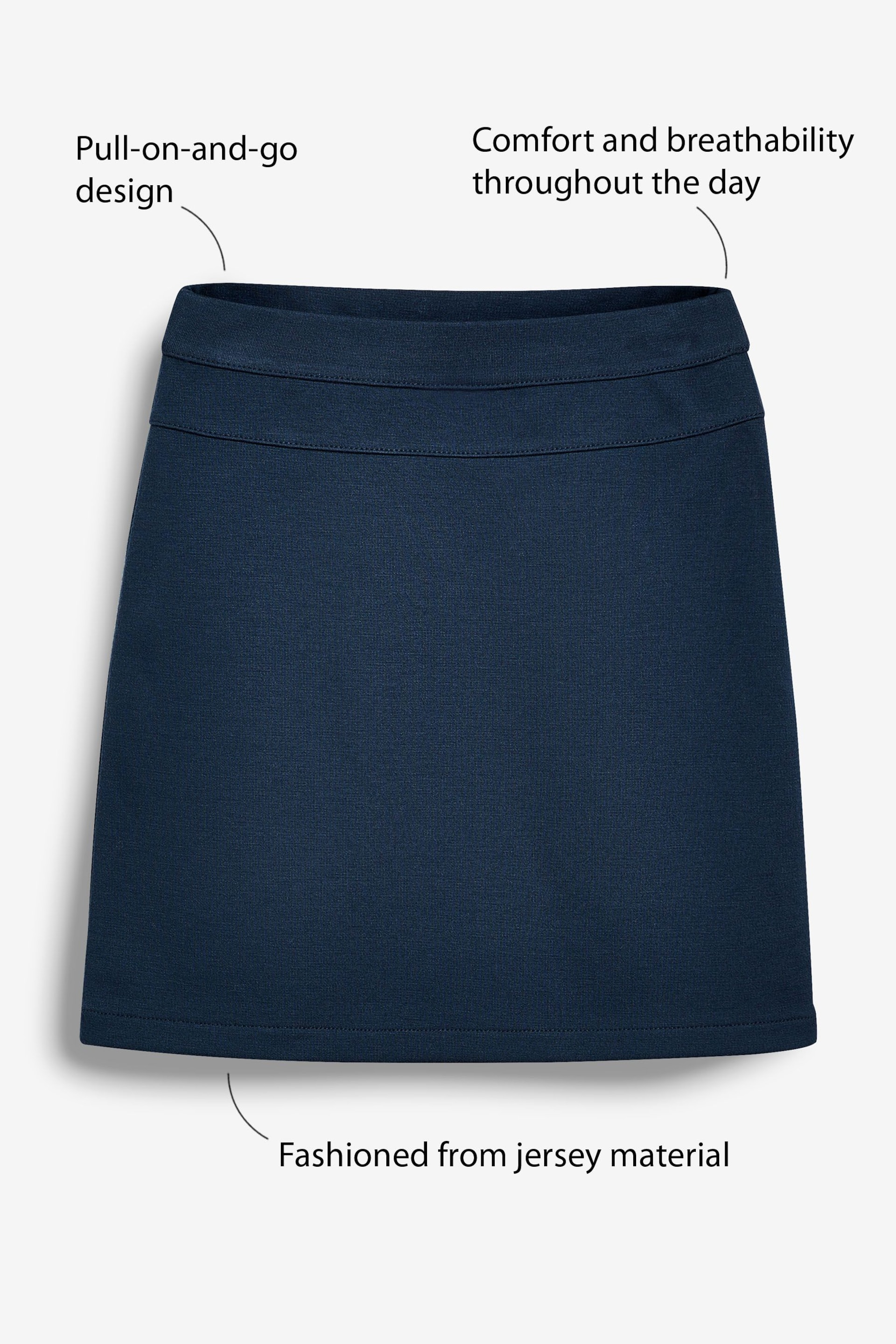 Navy Blue Jersey Stretch Pull-On Pencil Skirt (3-18yrs) - Image 4 of 7