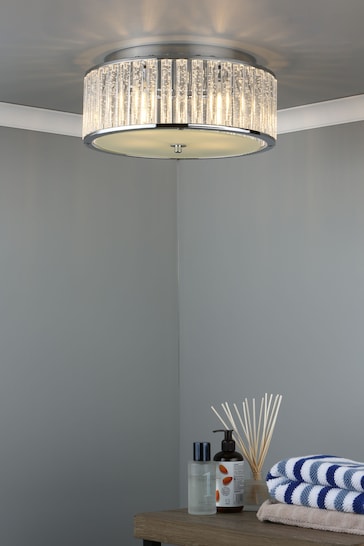 Dar Lighting Silver Zeto 4 Light Bathroom Flush Fitting Ceiling Light