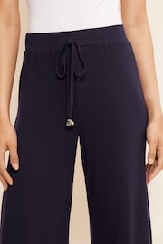 Friends Like These Navy Blue Petite Belted Jersey Wide Leg Culotte Trousers - Image 3 of 4