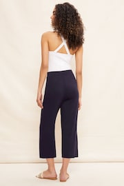 Friends Like These Navy Blue Petite Belted Jersey Wide Leg Culotte Trousers - Image 4 of 4