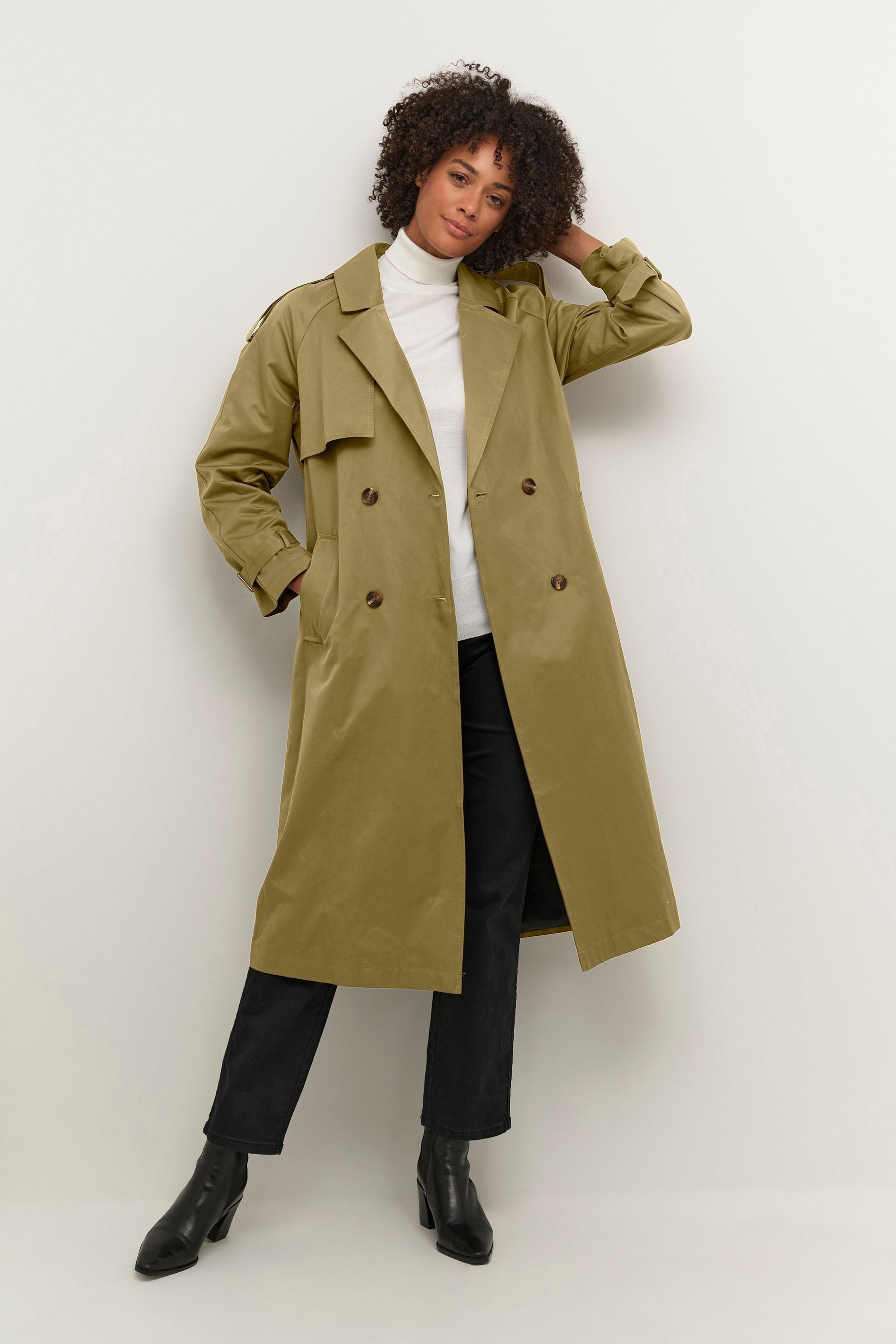 Buy Kaffe Green Lena Knee Length Belted Trench Coat from the Next UK online shop