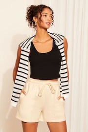 Friends Like These Cream Wide Leg Soft Loopback Jersey Shorts - Image 2 of 4