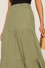 Friends Like These Khaki Green Textured Jersey Boho Style Midi Skirt - Image 3 of 4
