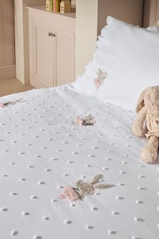 White Embroidered Bunny Ballerinas 100% Cotton Duvet Cover and Pillowcase Set - Image 4 of 8