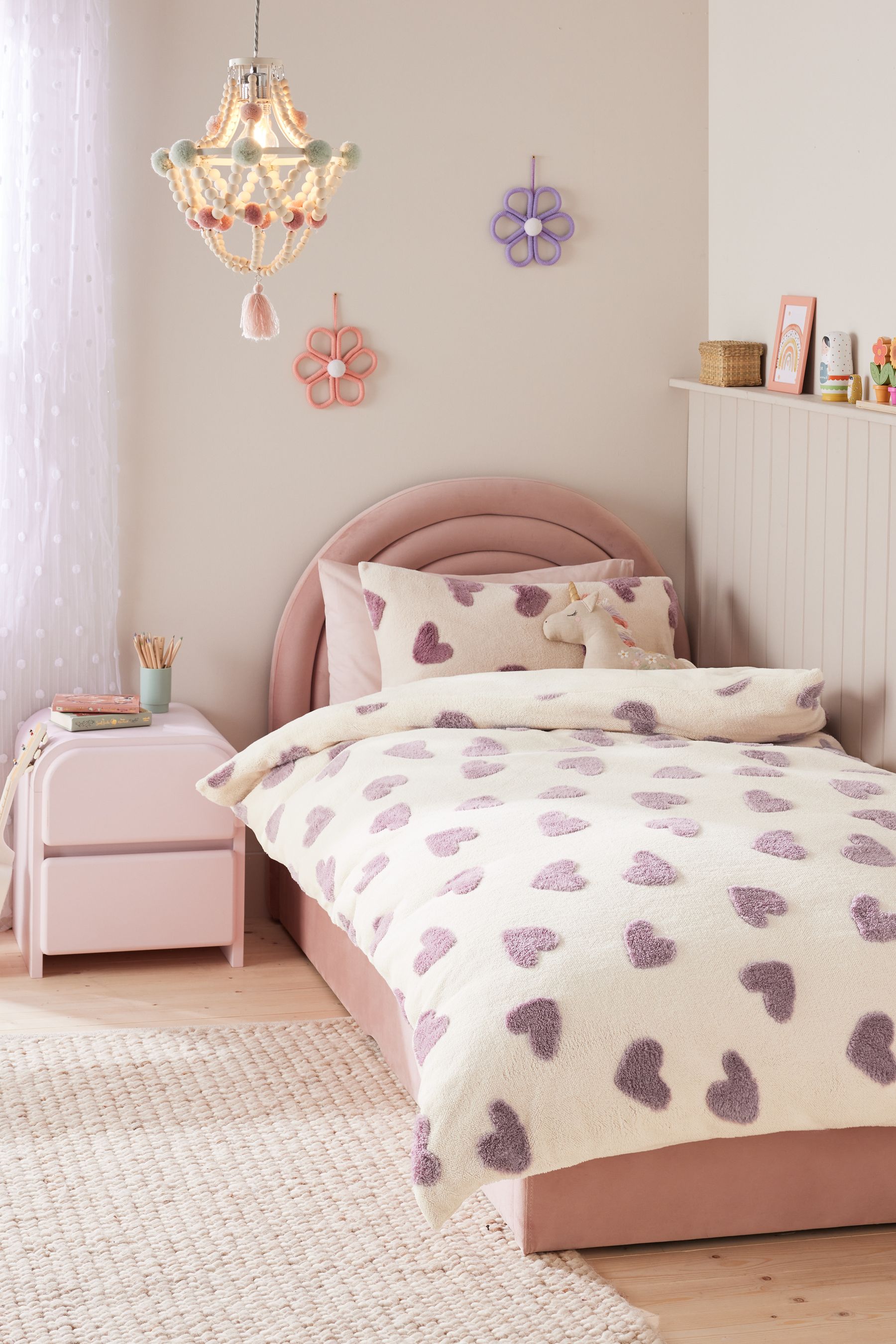 Hearts fleece duvet cover set new arrivals