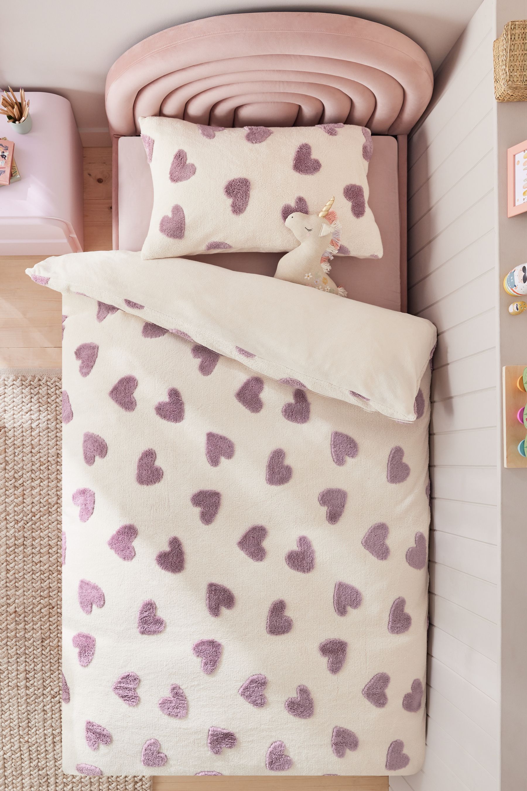 Buy Fleece Heart Duvet Cover and Pillowcase Set from Next Luxembourg