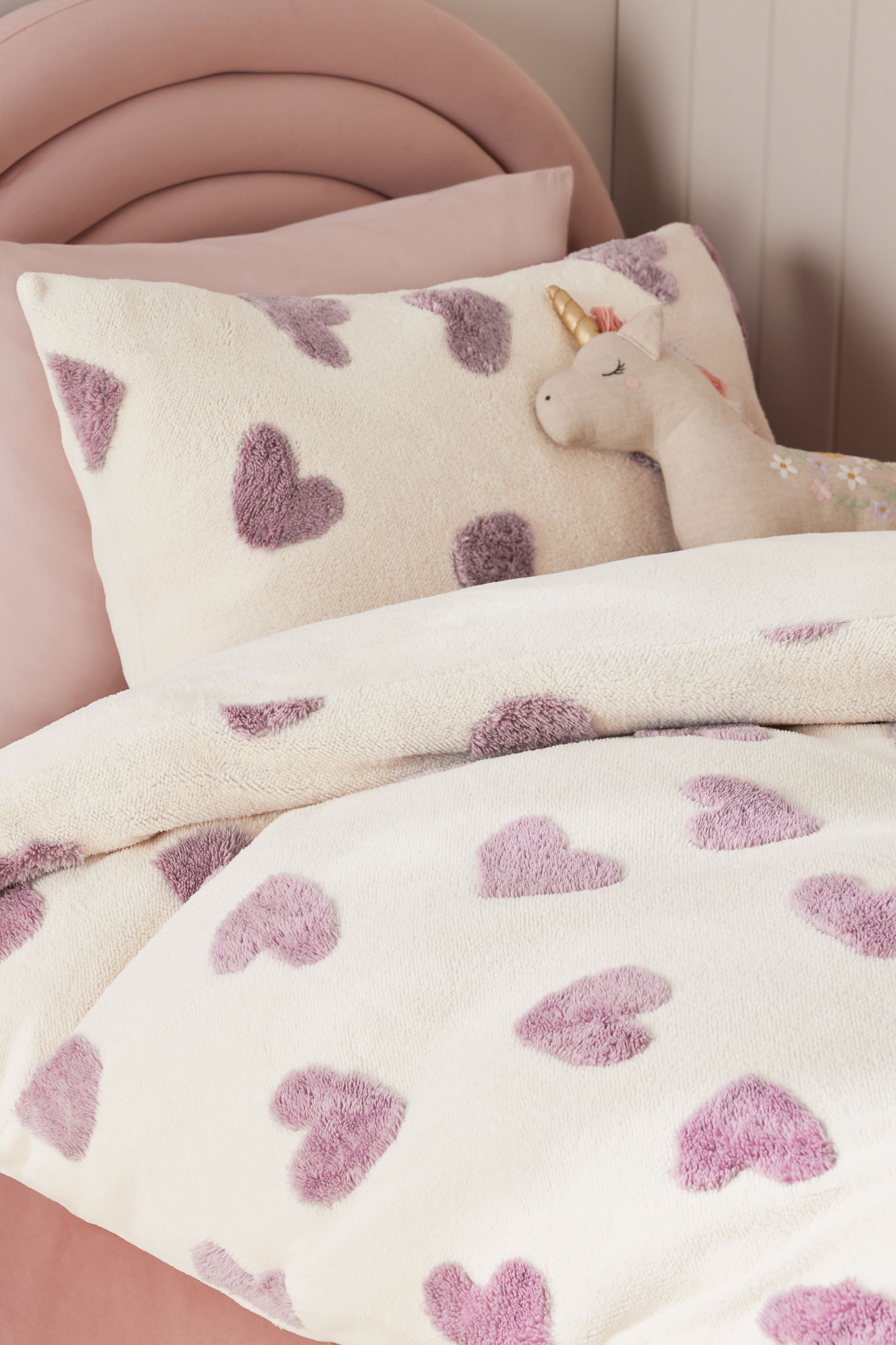 Buy Fleece Heart Duvet Cover and Pillowcase Set from Next Luxembourg