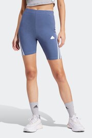 adidas Blue Sportswear Future Icons 3 Stripes Bike Shorts - Image 1 of 6