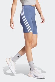 adidas Blue Sportswear Future Icons 3 Stripes Bike Shorts - Image 5 of 6