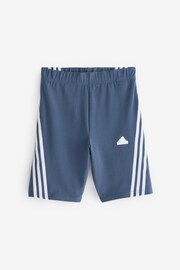 adidas Blue Sportswear Future Icons 3 Stripes Bike Shorts - Image 6 of 6