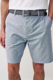 Blue Cotton Oxford Chino Shorts with Belt Included - Image 1 of 9