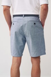 Blue Cotton Oxford Chino Shorts with Belt Included - Image 3 of 9