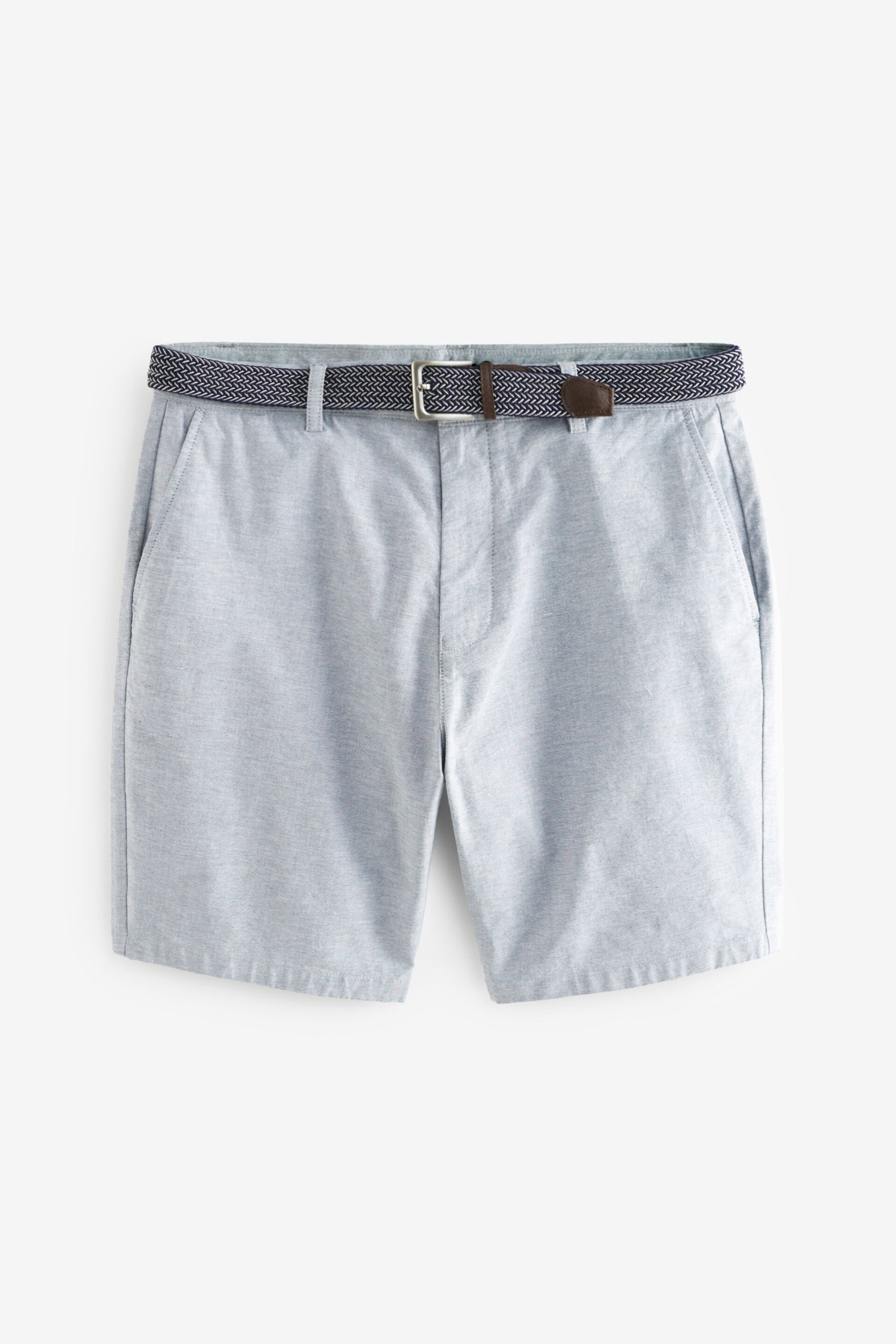 Blue Cotton Oxford Chino Shorts with Belt Included - Image 6 of 9