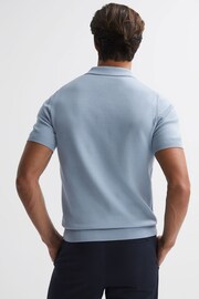 Reiss Soft Blue Fizz Knitted Half-Zip Polo T-Shirt - Image 5 of 5