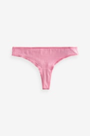 Pink/Lilac/Green/White Thong Cotton Rich Knickers 4 Pack - Image 7 of 8