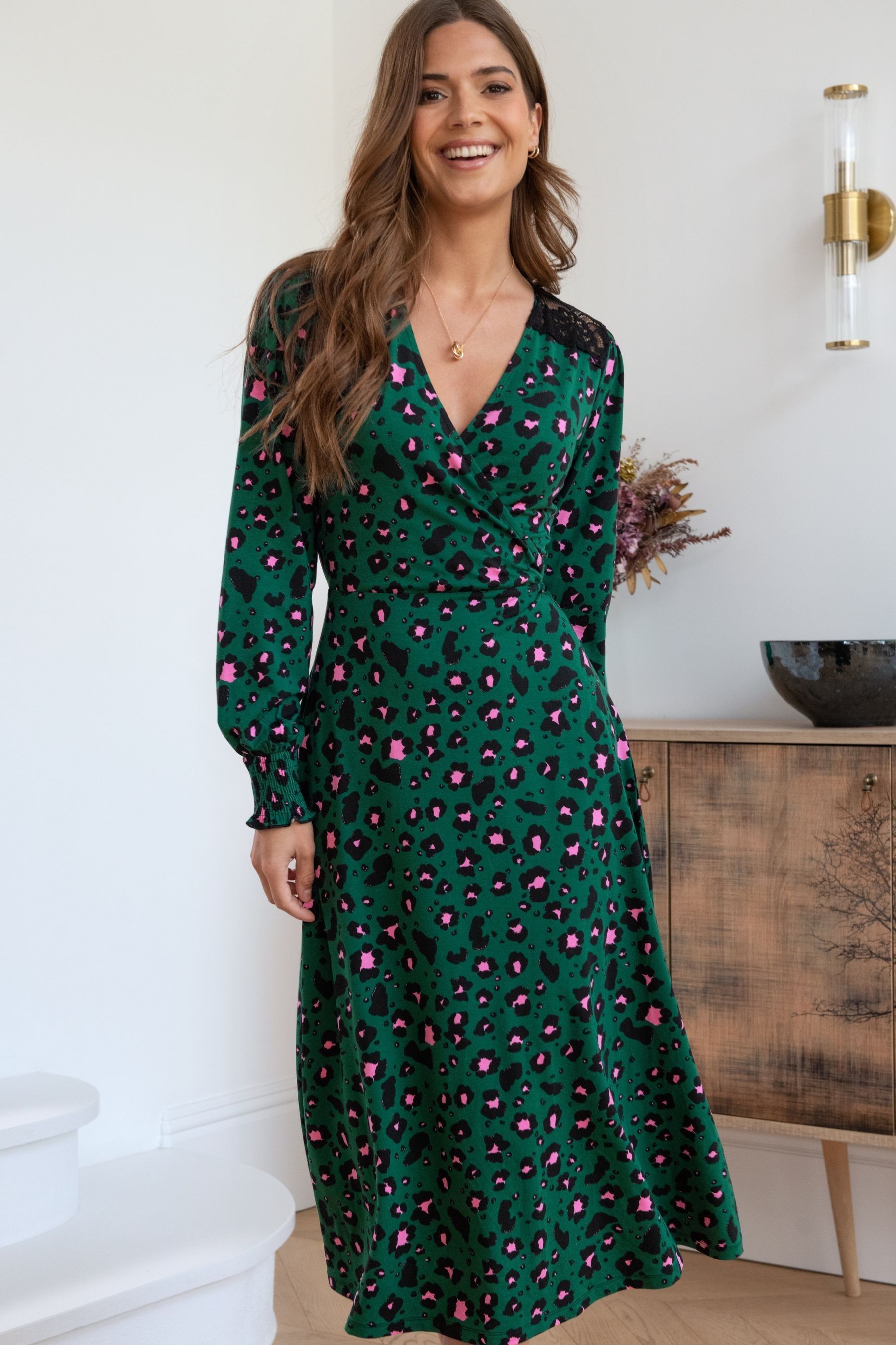 Buy Pour Moi Green Lucinda Jersey Lace Detail Long Sleeve Dresses from the Next UK online shop