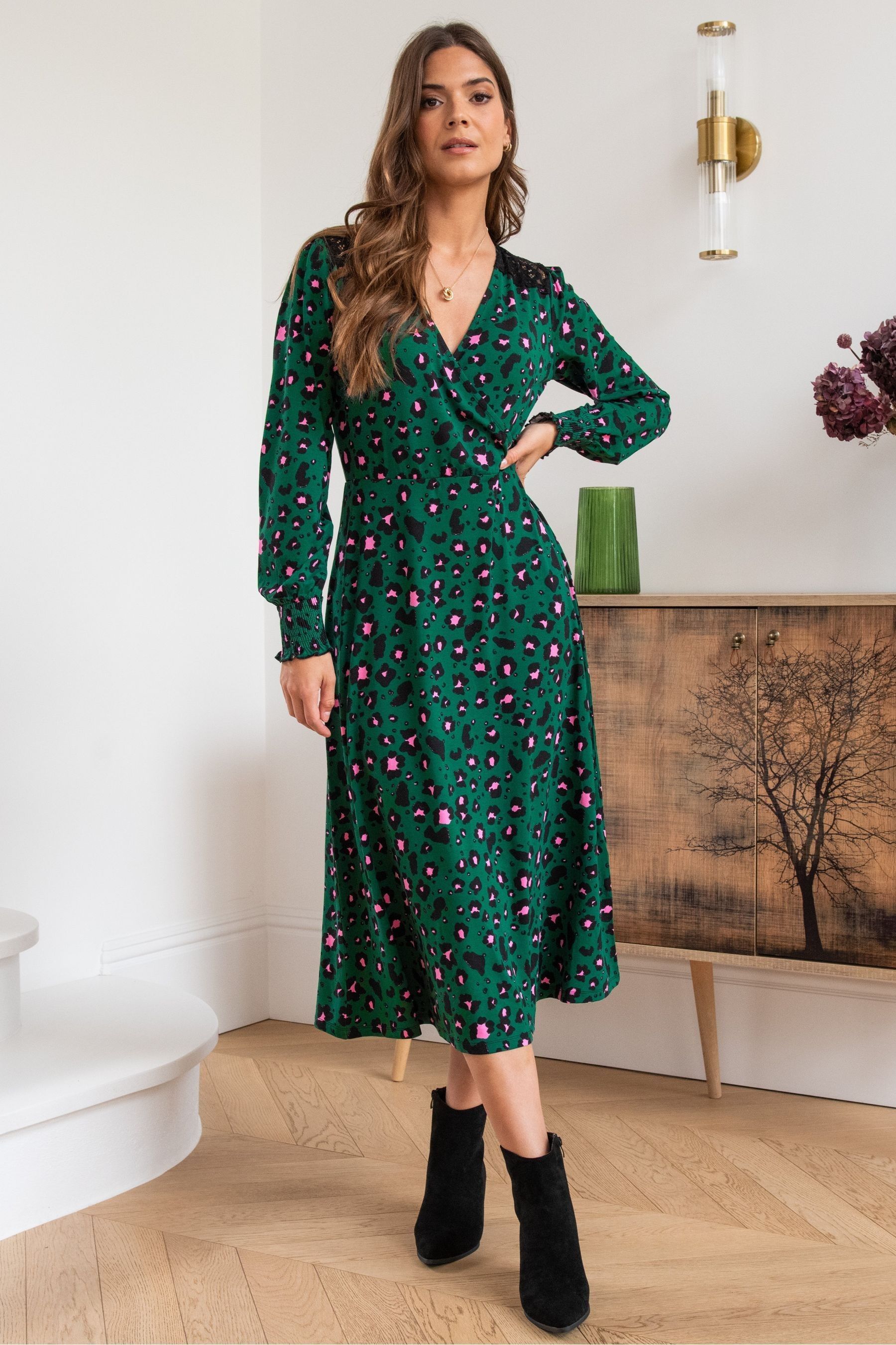 Buy Pour Moi Green Lucinda Jersey Lace Detail Long Sleeve Dresses from the Next UK online shop