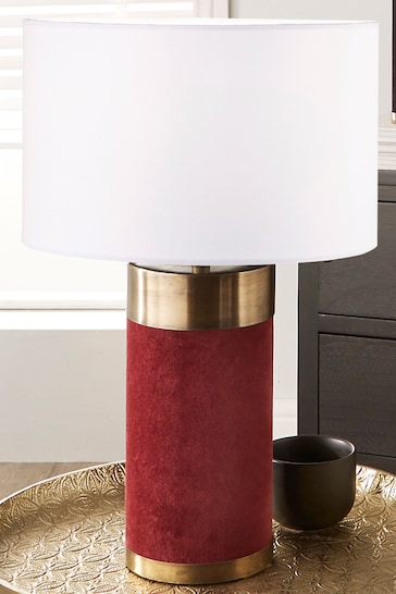 Pacific Red Red Velvet & Antique Brass Table Lamp