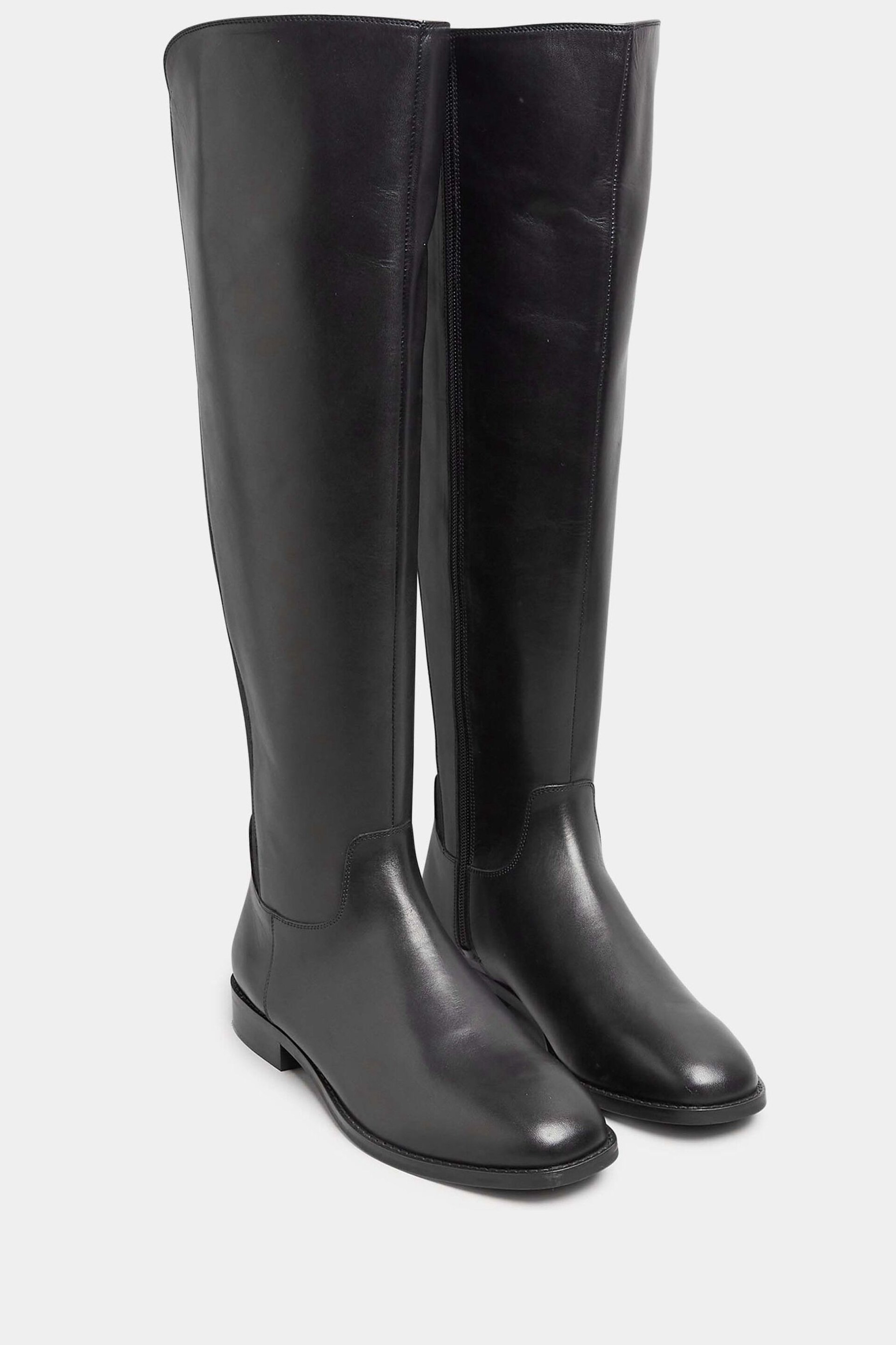 Long Tall Sally Black Leather Knee High Boots - Image 3 of 5