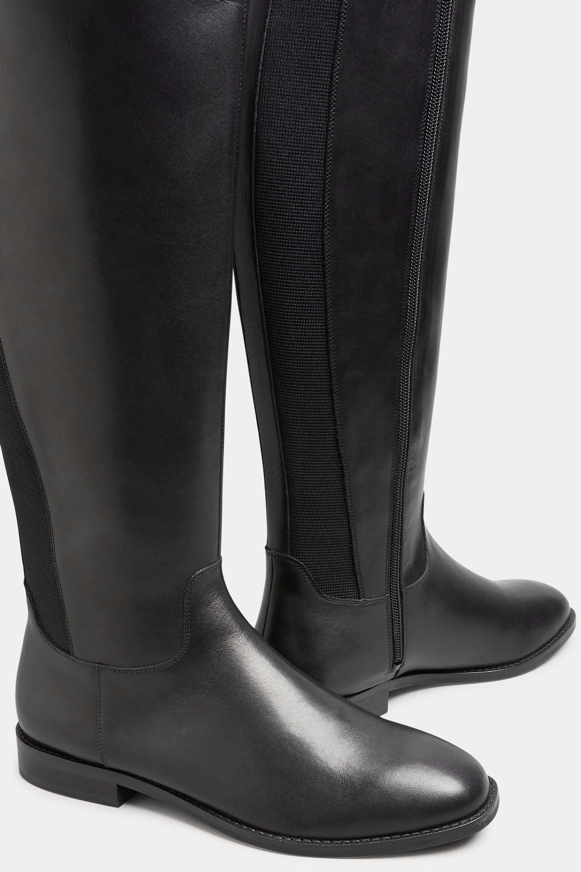 Long Tall Sally Black Leather Knee High Boots - Image 4 of 5