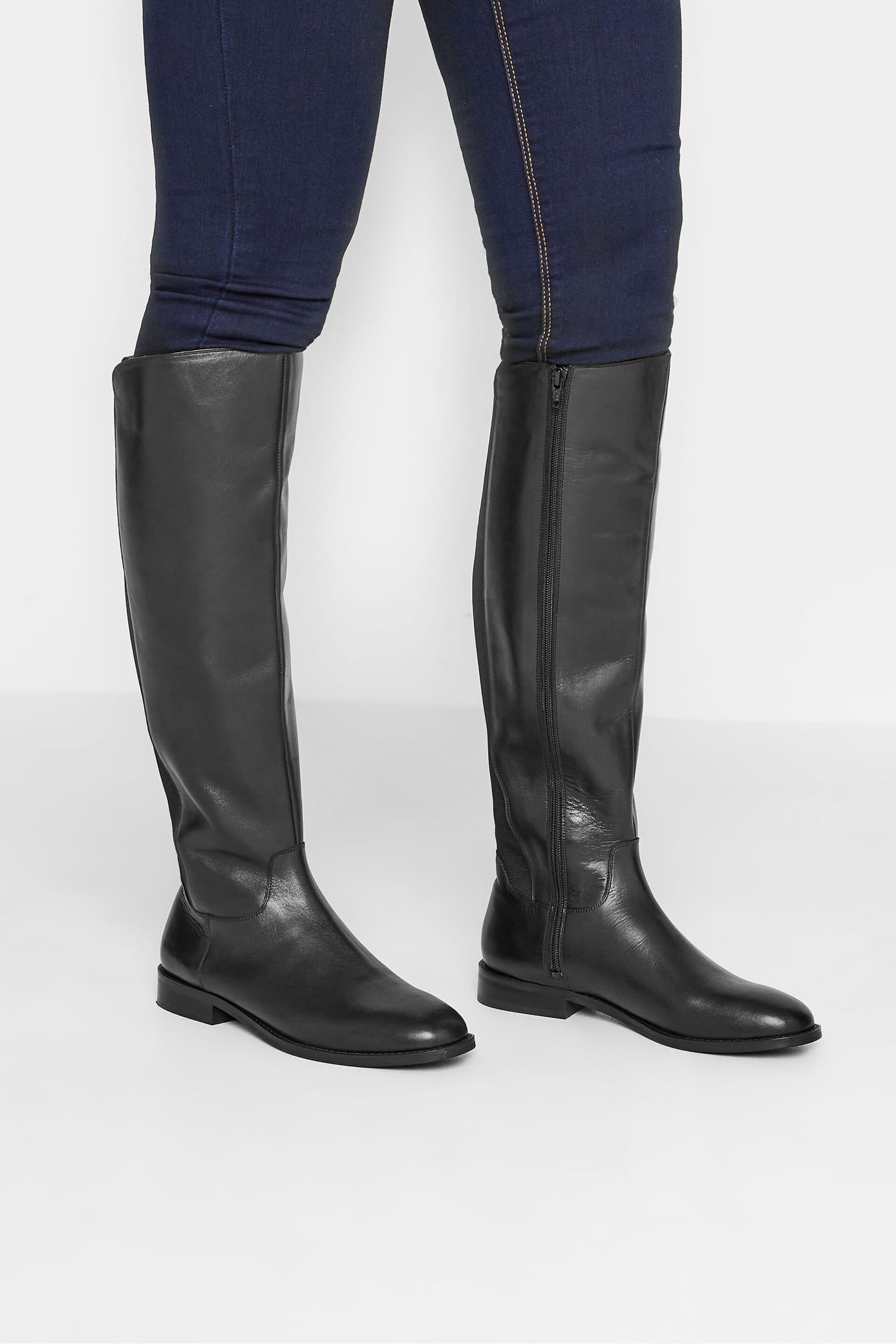 Long Tall Sally Black Leather Knee High Boots - Image 5 of 5