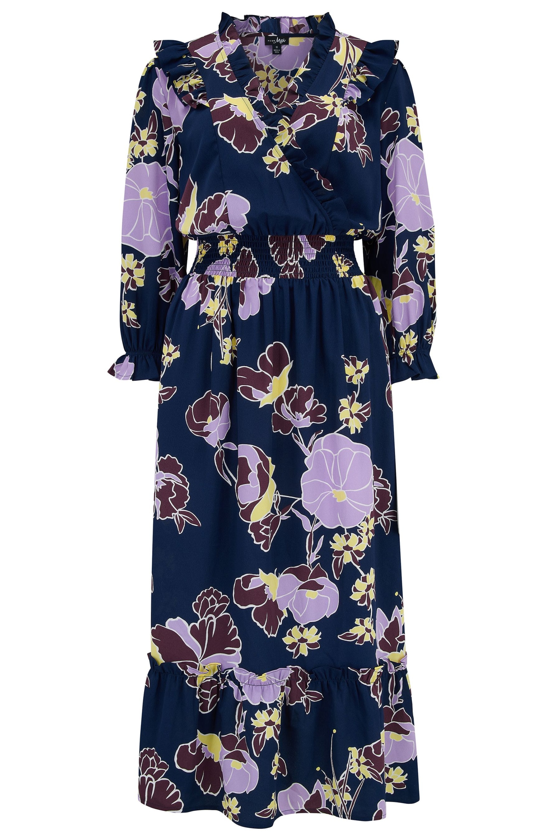 Pour Moi Navy Floral Print Maggie Recycled Dress - Image 4 of 5