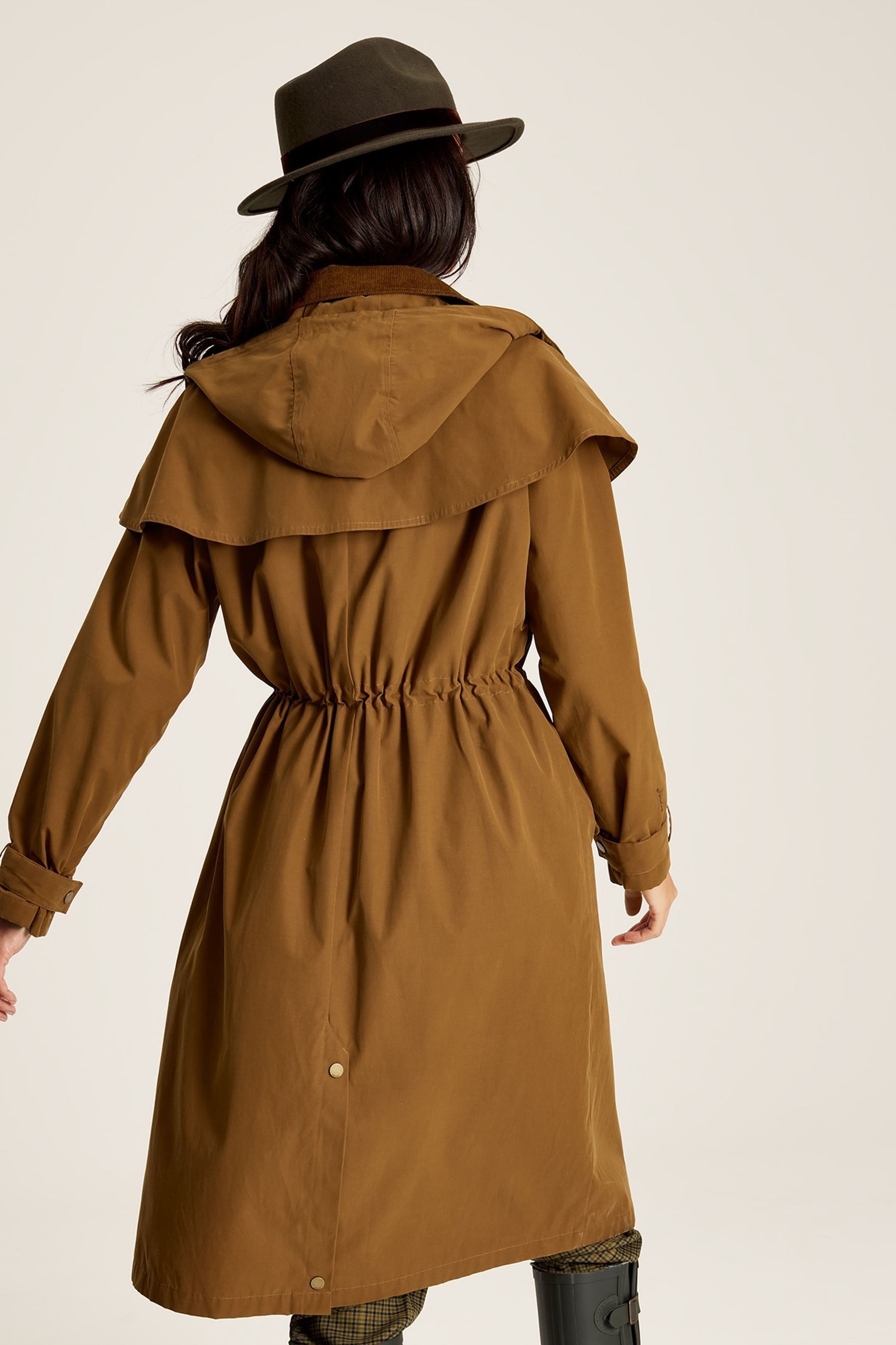 Buy Joules Canter Rust Brown Shower Resistant Long Wax Jacket from
