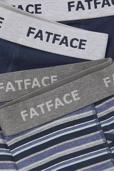 FatFace Blue West Bay Stripe Boxers 2 Pack