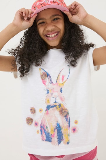 FatFace Natural Watercolour Bunny T-Shirt