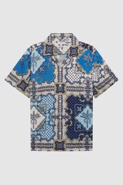 Reiss Blue Multi Eden Paisley Print Cuban Collar Shirt - Image 2 of 4