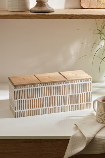 Natural Textured Tea, Coffee and Sugar Canister Storage